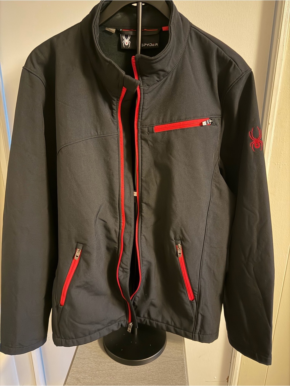 Spyder Men’s Black Jacket with Red Trim